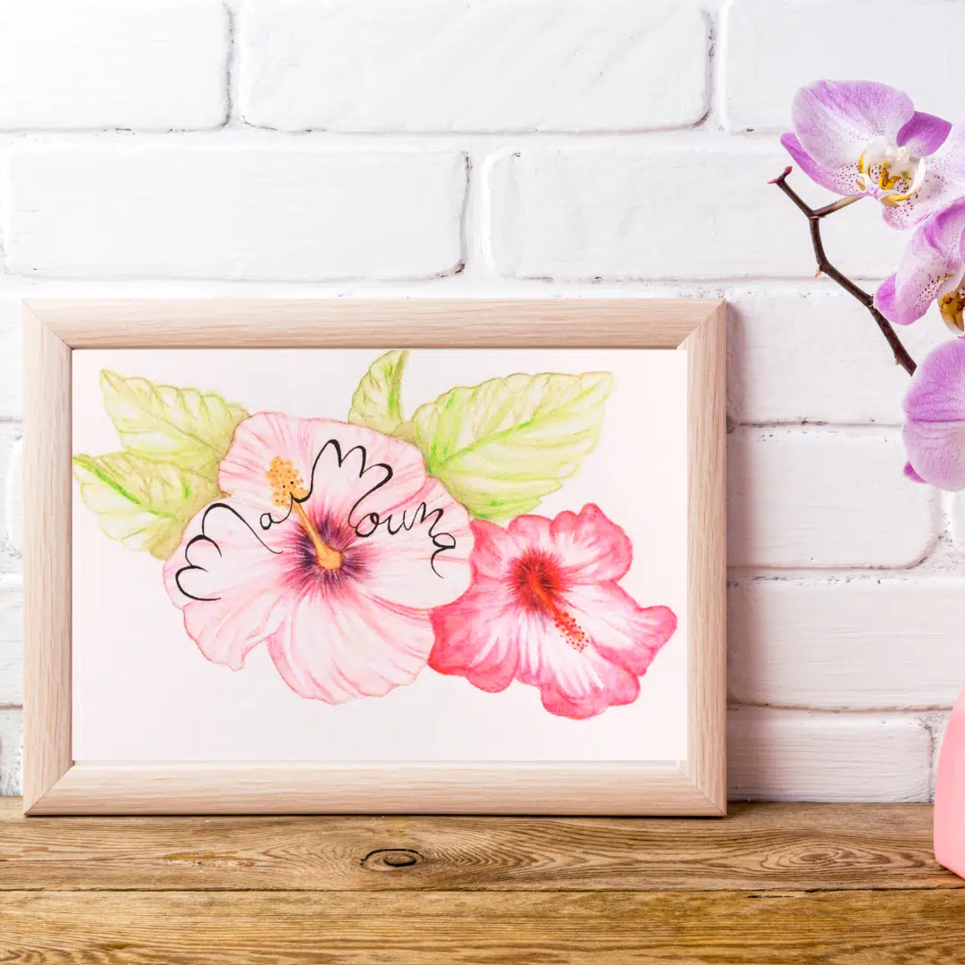 Fleur d'hibiscus aquarelle pour Maïmouna