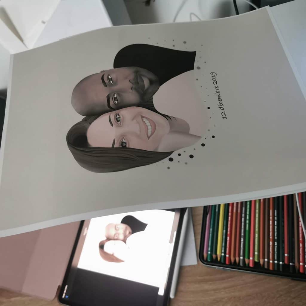 affiche portrait couple imprimée